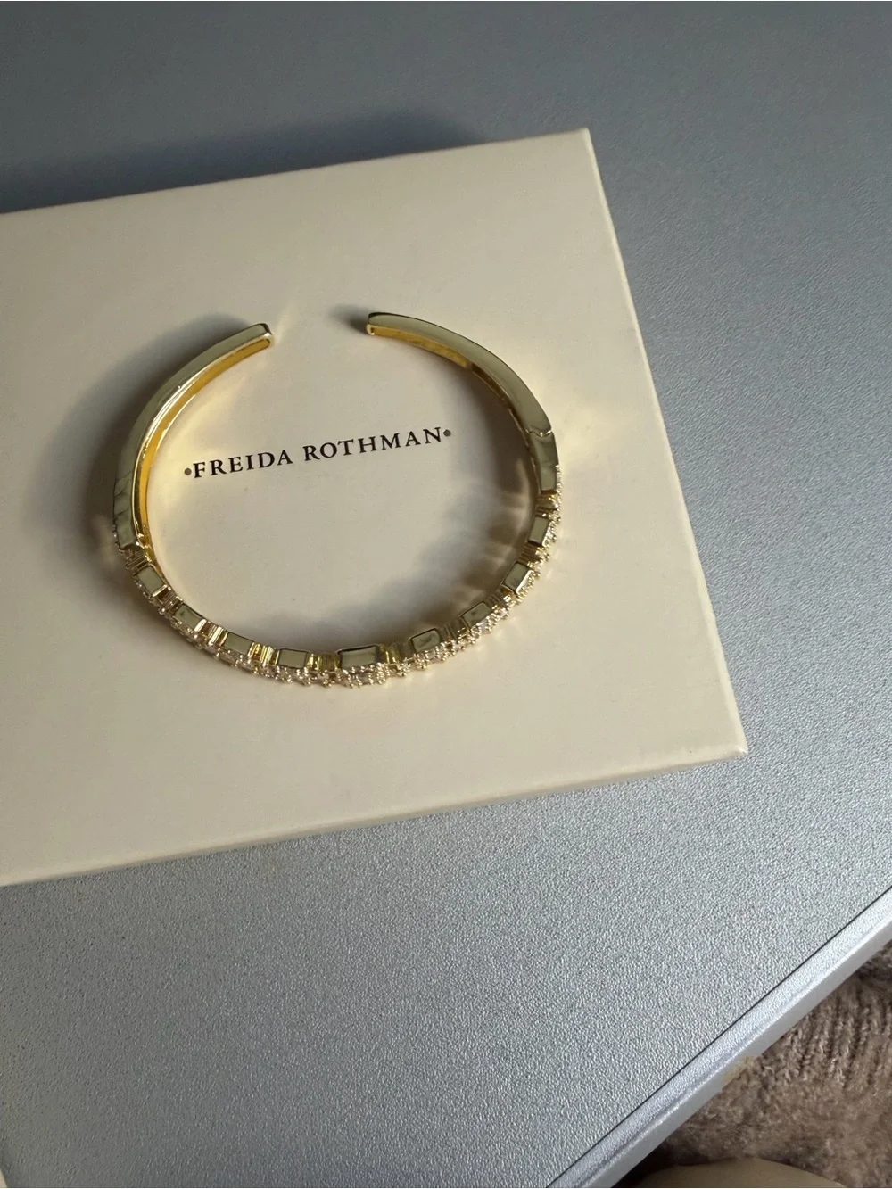 Freida Rothman Gold Crystal Tennis Bracelet new